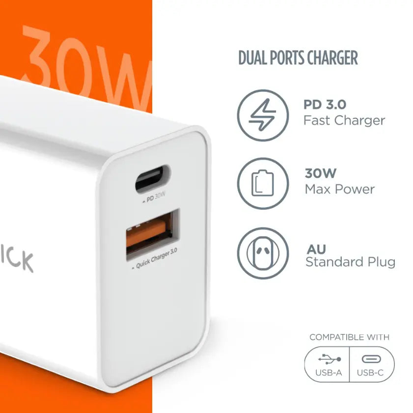30W Dual Fast Charging Power Adapter