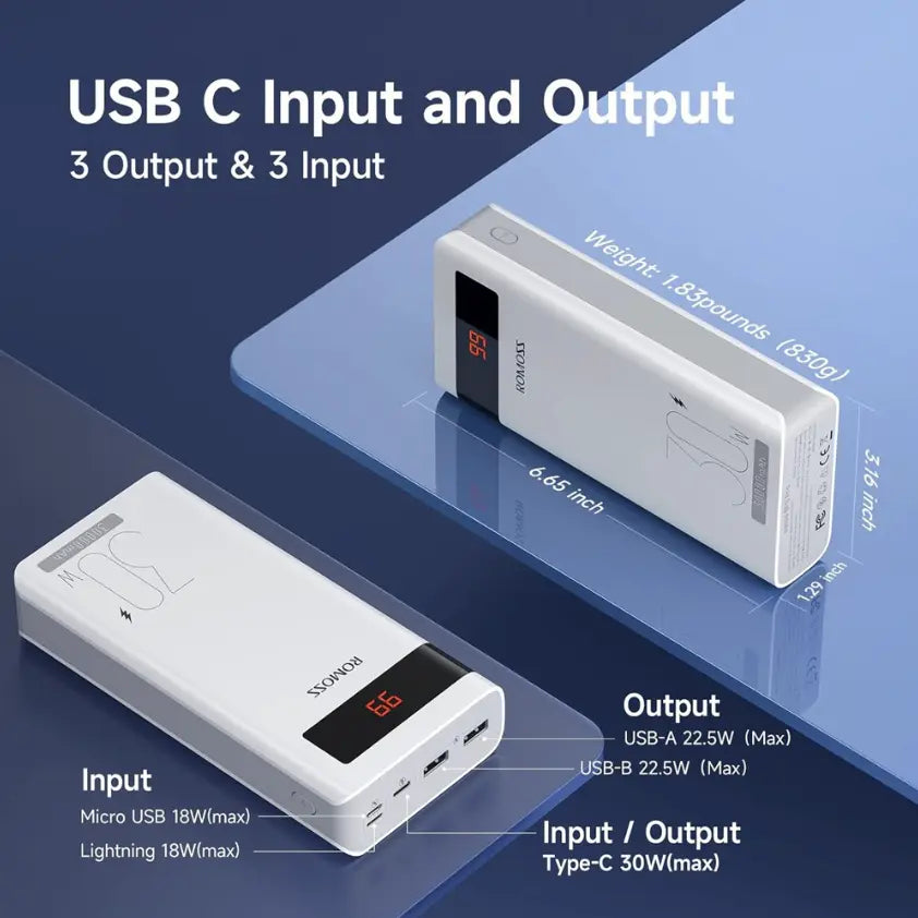 30W Super Fast Charging Portable Power Bank 30,000 mAh