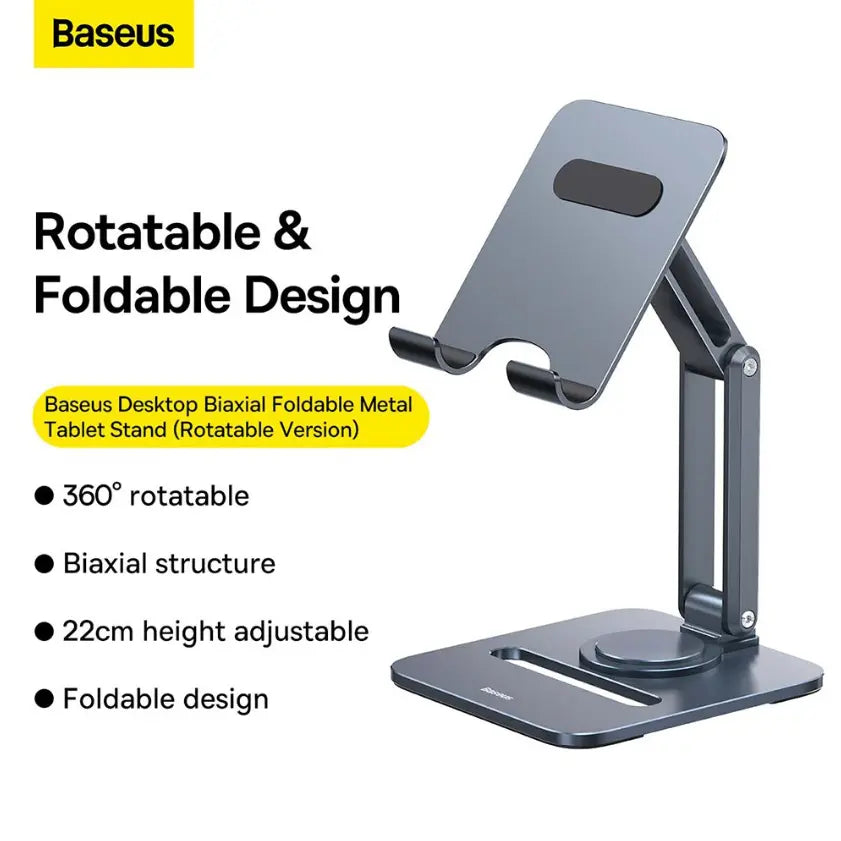 360 Rotating Foldable Metal Stand for Smartphones, Tablets & Laptops