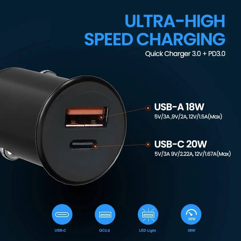 Car Dual Port Fast Charging Adapter