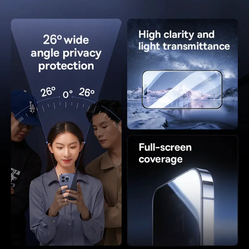 Tempered Glass Privacy Screen Protector for iPhone 13 / 14 / 15 Series