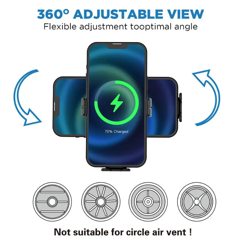 Wireless Charging Air-Vent Car Mount for Smartphones