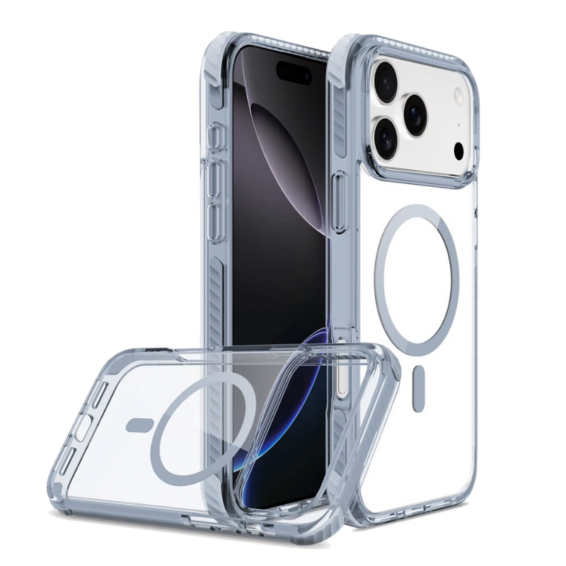 REDEFINE clear iPhone 15 16 17 MagSafe case with reinforced corners and 13ft drop protection echo wave