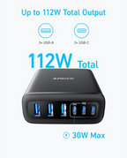 112W Fast Charger with USB-C Ports, Multi-Device Power anker 3 usb 3 usb c ports