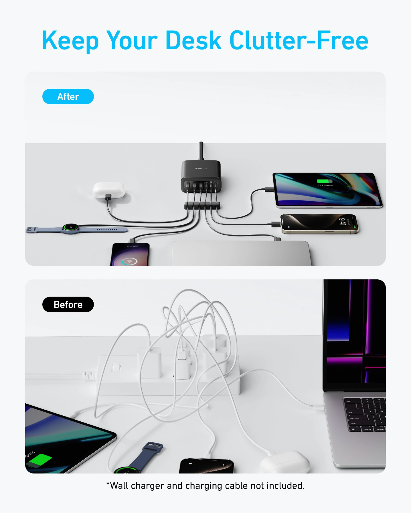 112W Fast Charger with USB-C Ports, Multi-Device Power anker 3 usb 3 usb c ports