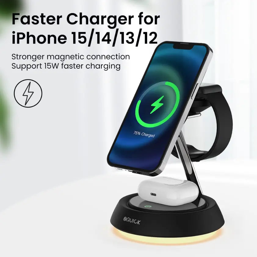 3-in-1 Wireless Charger with LED Ambient Light