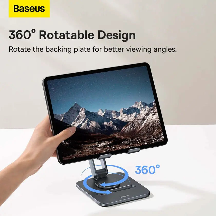 360 Rotating Foldable Metal Stand for Smartphones, Tablets & Laptops