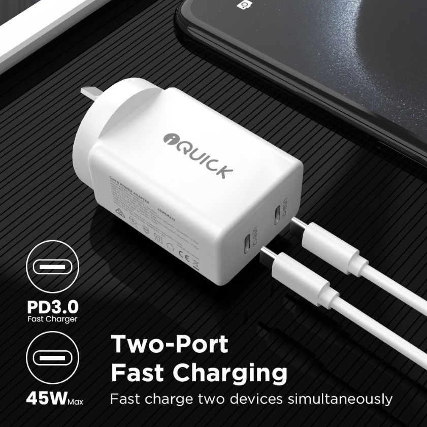 45W Dual USB-C Power Adapter