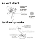 MagSafe Wireless Charging Car Mount (Dashboard, Windshield & Air-Vent)