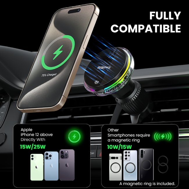 MagSafe Wireless Charging Car Mount with Cooling System