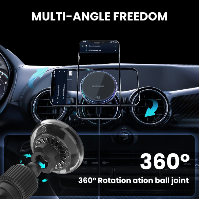 MagSafe Wireless Charging Car Mount with Cooling System