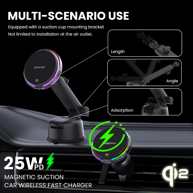 MagSafe Wireless Charging Car Mount with Cooling System