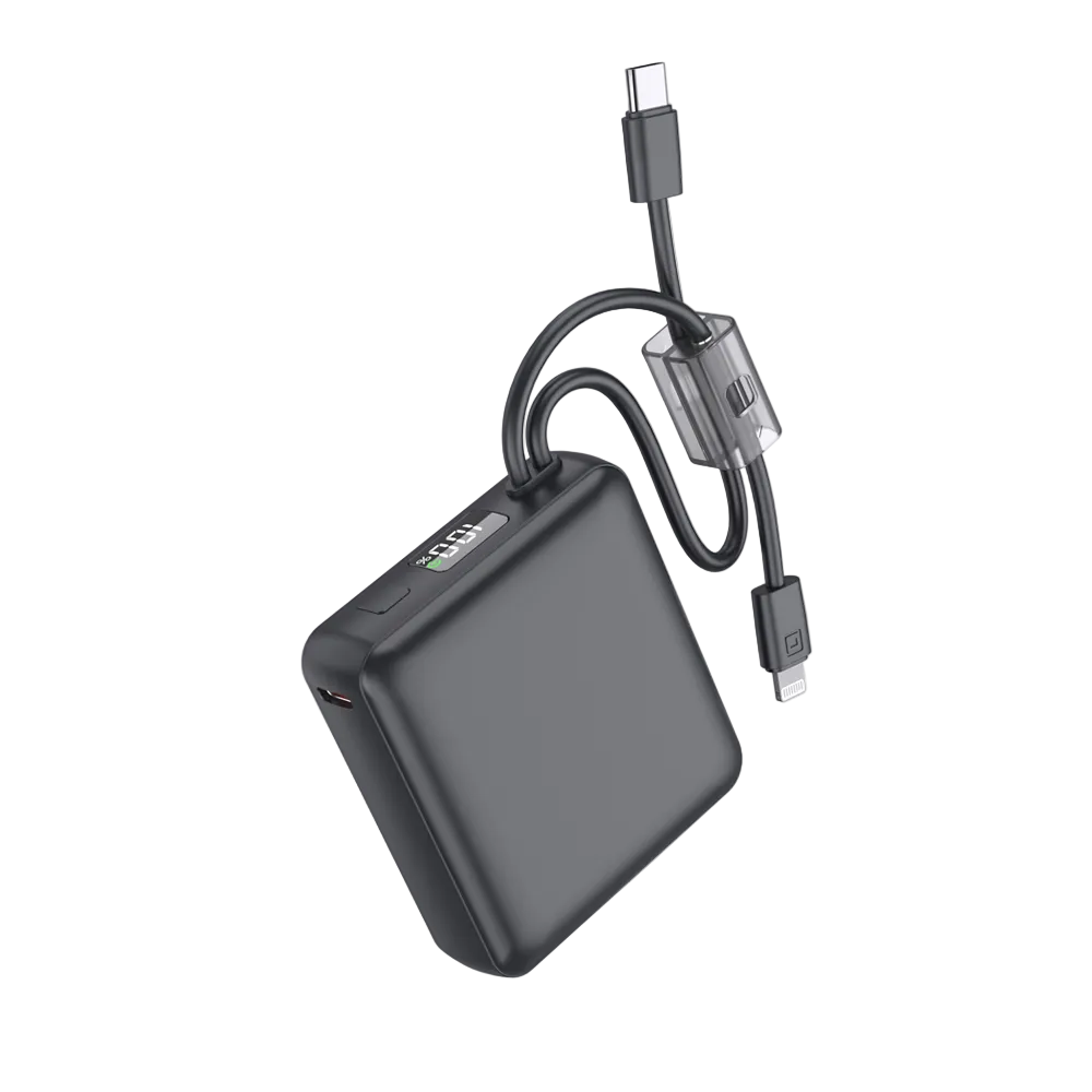Mini Power Bank 10000mAh with Built In Cables 22.5W