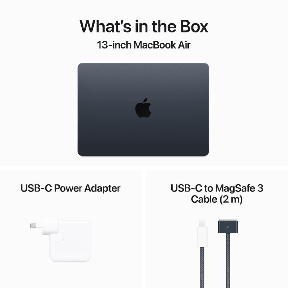 Pre-Owned MacBook Air (2024) 13.6" - M3 8GB 256GB - Midnight - Excellent Condition