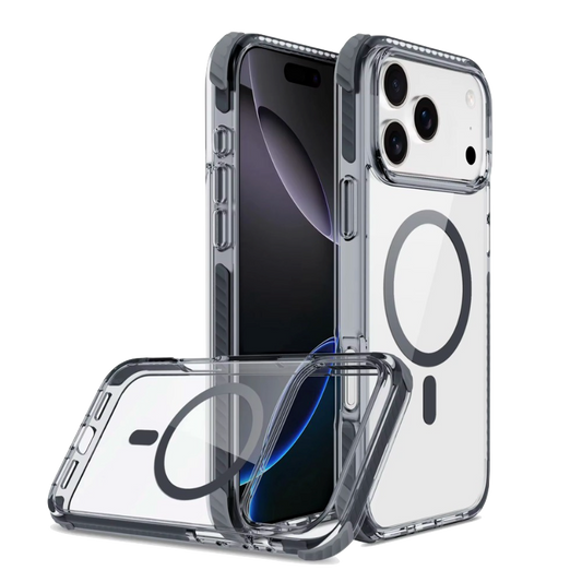 REDEFINE clear iPhone 15 16 17 MagSafe case with reinforced corners and 13ft drop protection echo wave