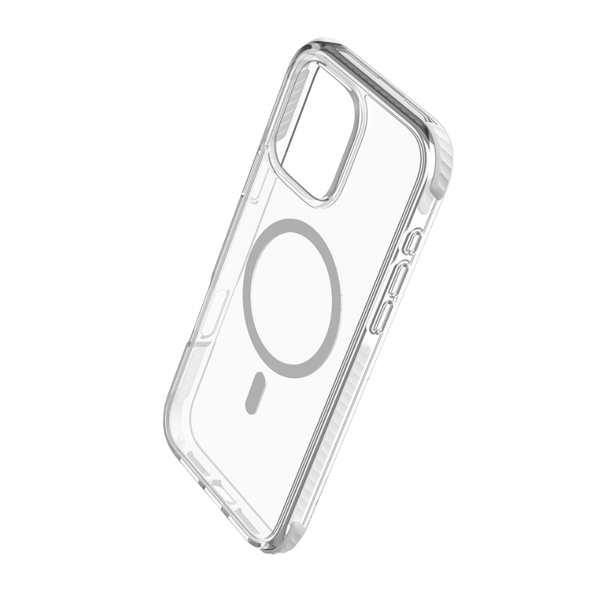 REDEFINE clear iPhone 15 16 17 MagSafe case with reinforced corners and 13ft drop protection echo wave