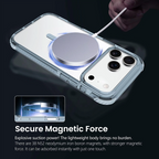 REDEFINE clear iPhone 15 16 17 MagSafe case with reinforced corners and 13ft drop protection echo wave